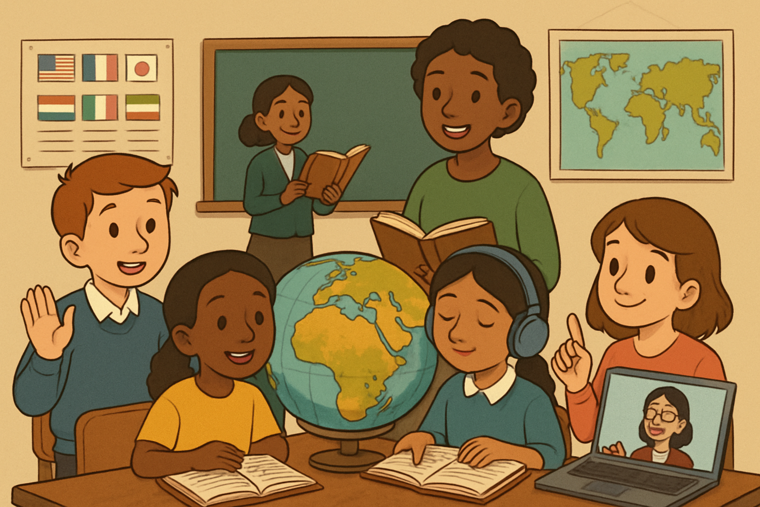 students being taught in a class